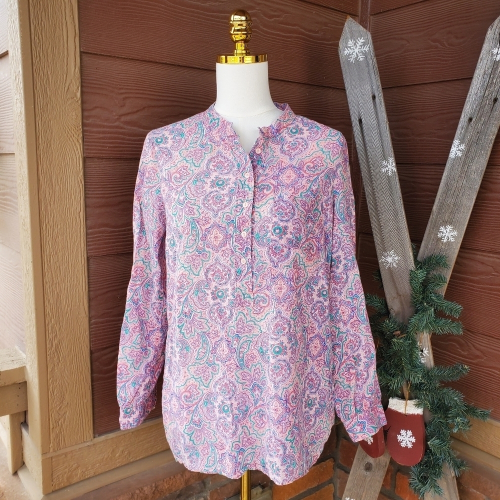 Gap Pink Blue Green Paisley Preppy Lightweight Women's Blouse Size Small NWOT